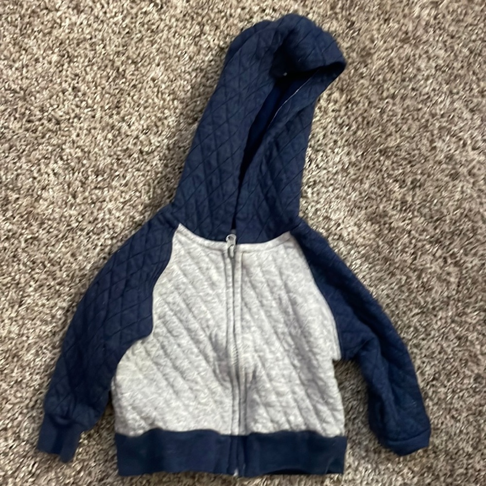 Adorable gray and blue hoodies zip up